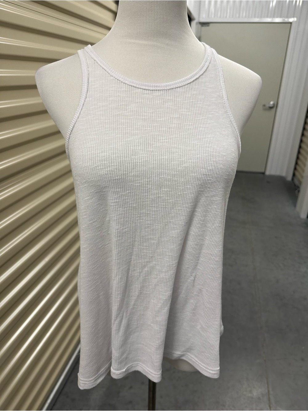 Free People White Ribbed Racerback Tank